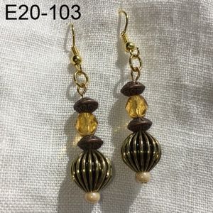 Antique looking gold bead drop earrings